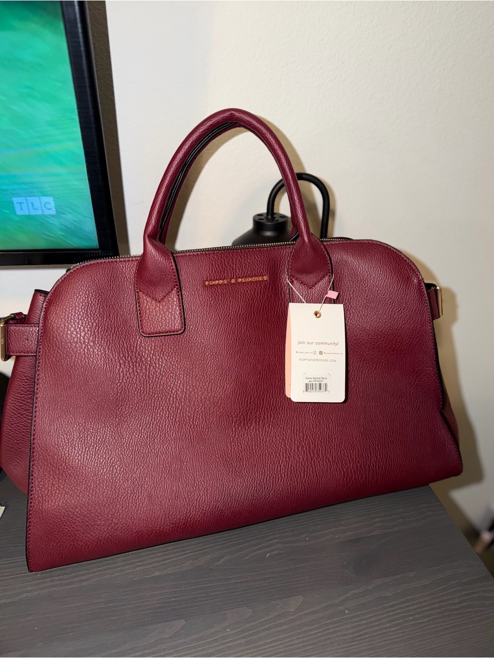 Poppy & Peonies Uptown Tote Berry